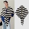 Wool Blended Women Shawl Striped Print Pashmina Wraps Elegant Triangle Scarf  Fashion Accessory