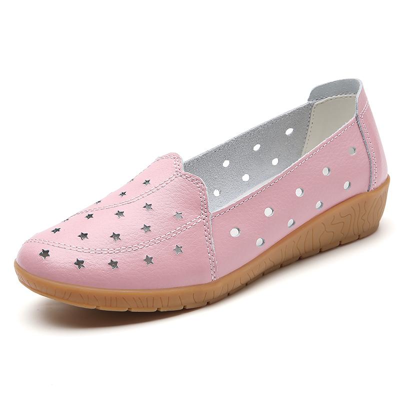 Fashion 2025 New Mother Shoes Women's Leather Single Shoe Wedges Casual Shoes Spliced Soft Sole Non-slip Fashion Slip-on Loafers