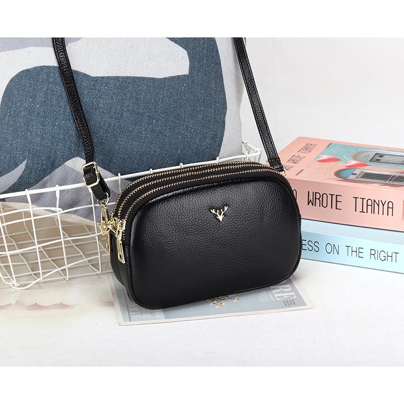 2025 Women's Soft Leather Three-Layer Shoulder Crossbody Bag - New Fashion Style for Mothers