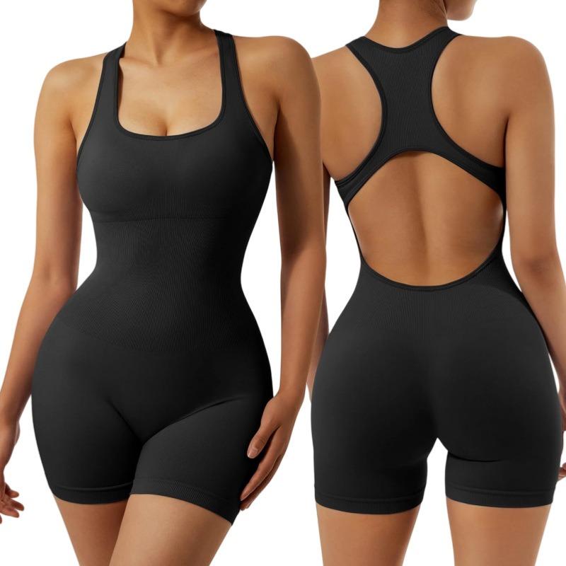 Seamless Back Cutout High Stretch Butt Lifting One Piece Yoga Jumpsuit For Gym Training
