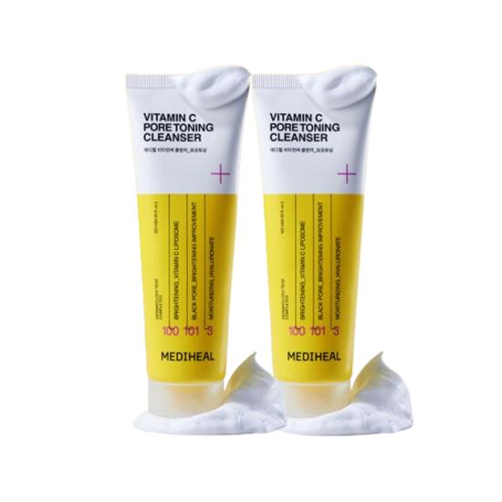 MEDIHEAL Vitamin C Pore Toning Cleansing Foam Brightening & Deep Pore Cleanser 120ml x 2 Set