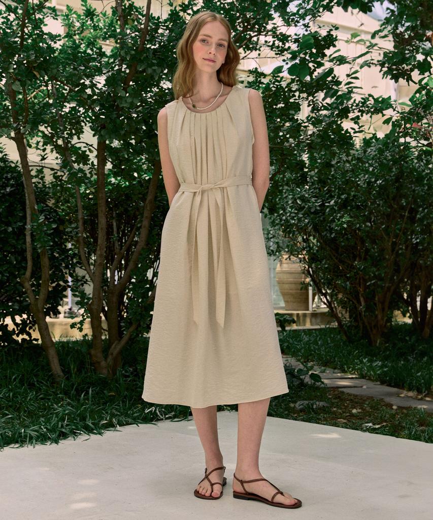 NONLOCAL Leah Neck Point Sleeveless Dress - Cream