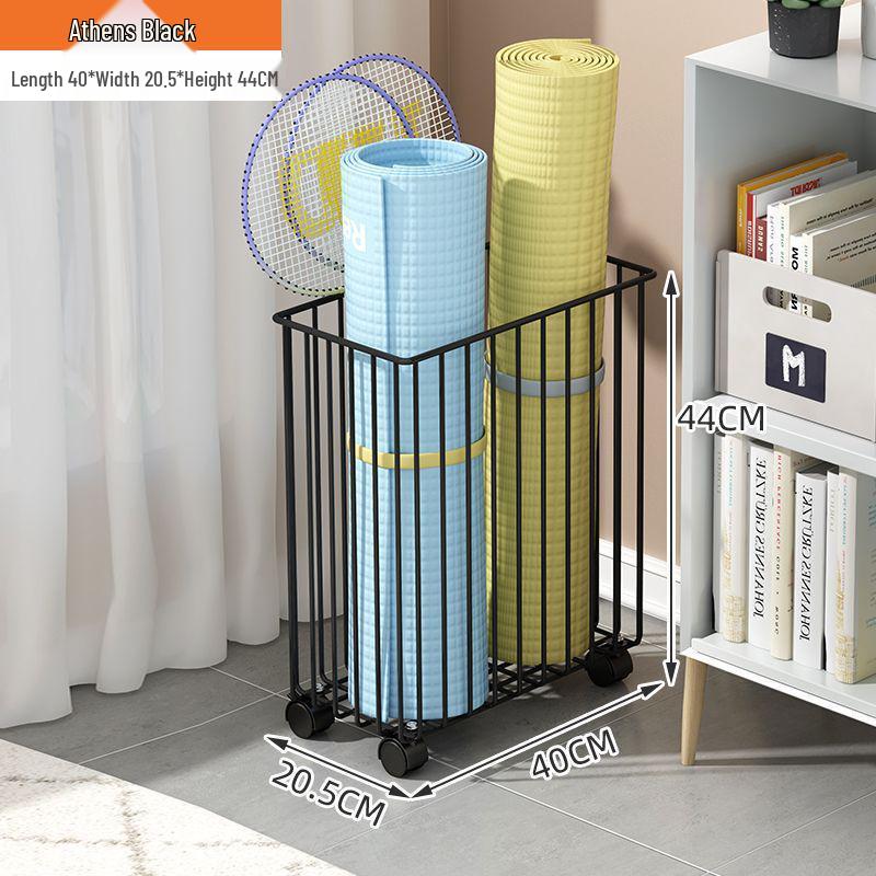 Beweglicher Yogamattenwagen mit schmalem Regal und Puppenaufbewahrungskorb