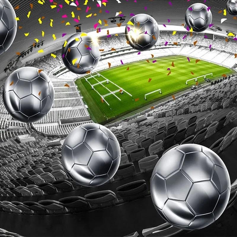 Football Field 3d Wall Murals Silver Football Art Wallpaper Living Room Restaurant Tv Background Wall Papers Decor