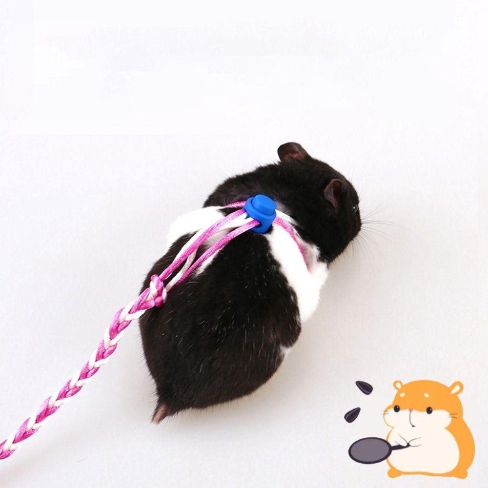 Nylon Pet Cage Leash Adjustable Walking Leash Comfortable Rabbit Collar Leash Rat Mouse Hamster