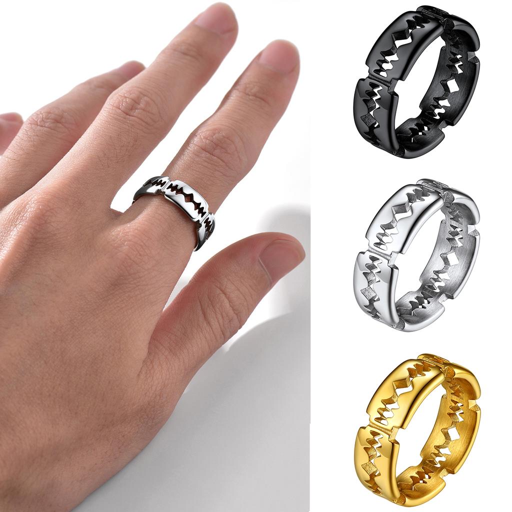 Stainless Steel Thick Blunt Blades Rings for Men Women Size 7-14 Safe Wearing Gothic Punk Cool Ring Party Jewelry Gift