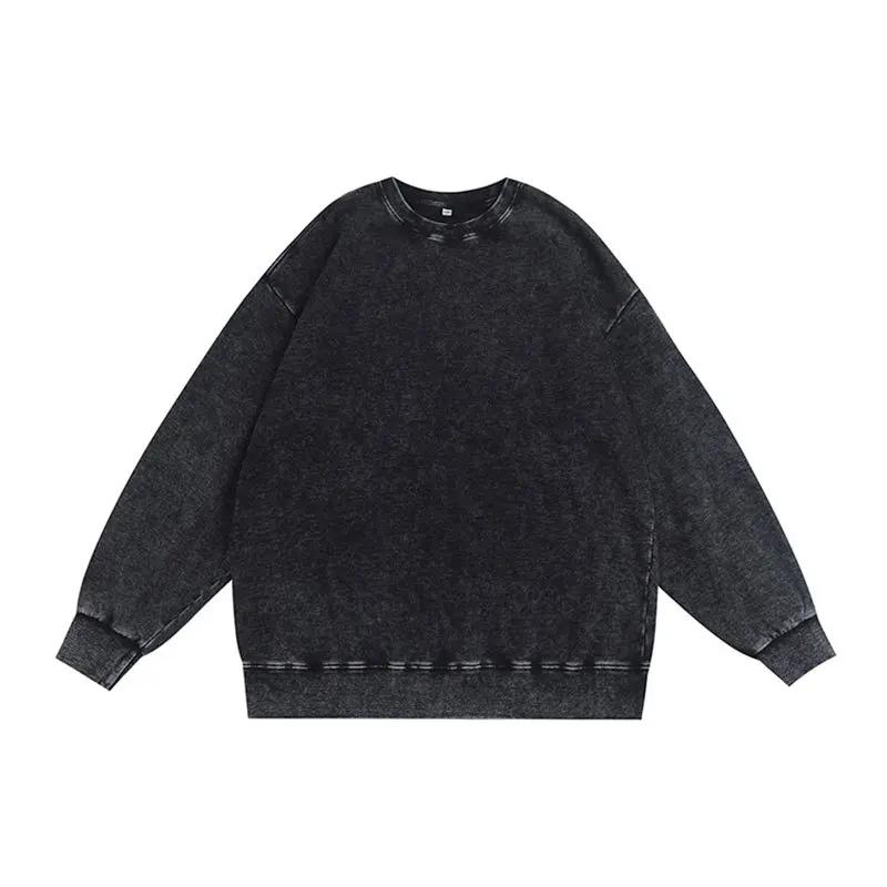 

Мужские толстовки с круглым вырезом, стирка, трендовые, с длинным рукавом, винтажные, пуловер, худи XL чёрный