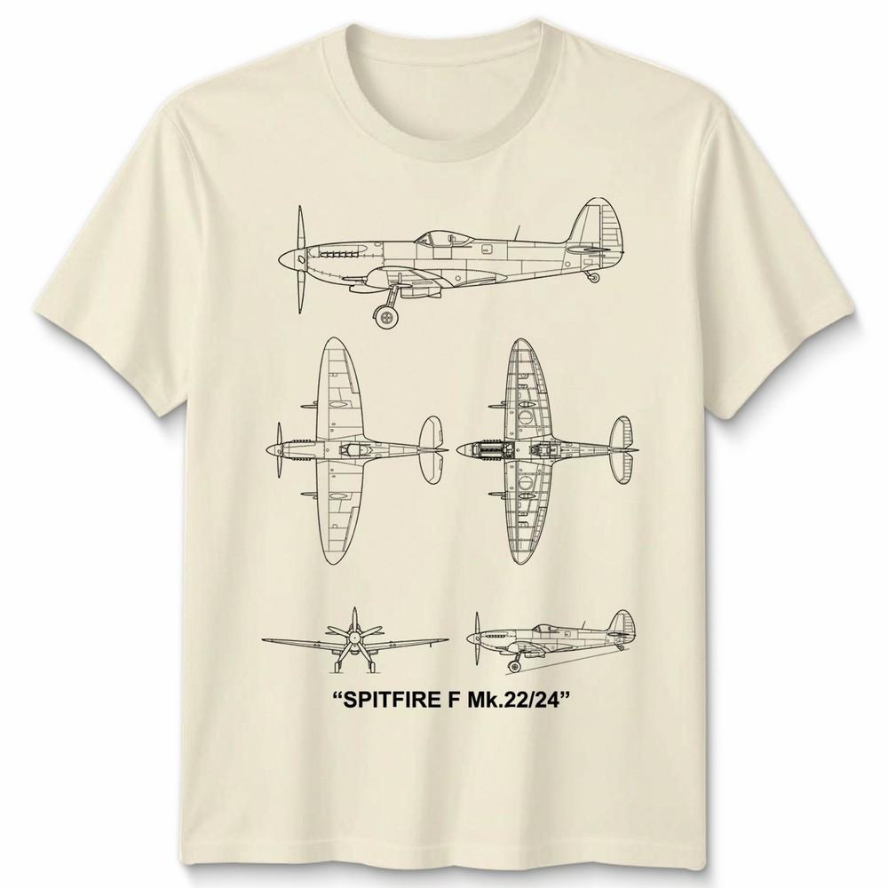 Fighter Aircraft Unisex T Shirt Technical Drawing Blueprint Ww2 Graphic Top