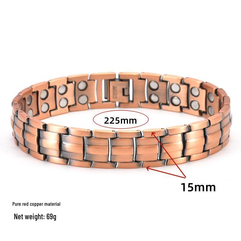 European-American Retro Pure Red Copper Turtle Magnetic Men's Energy Bracelet