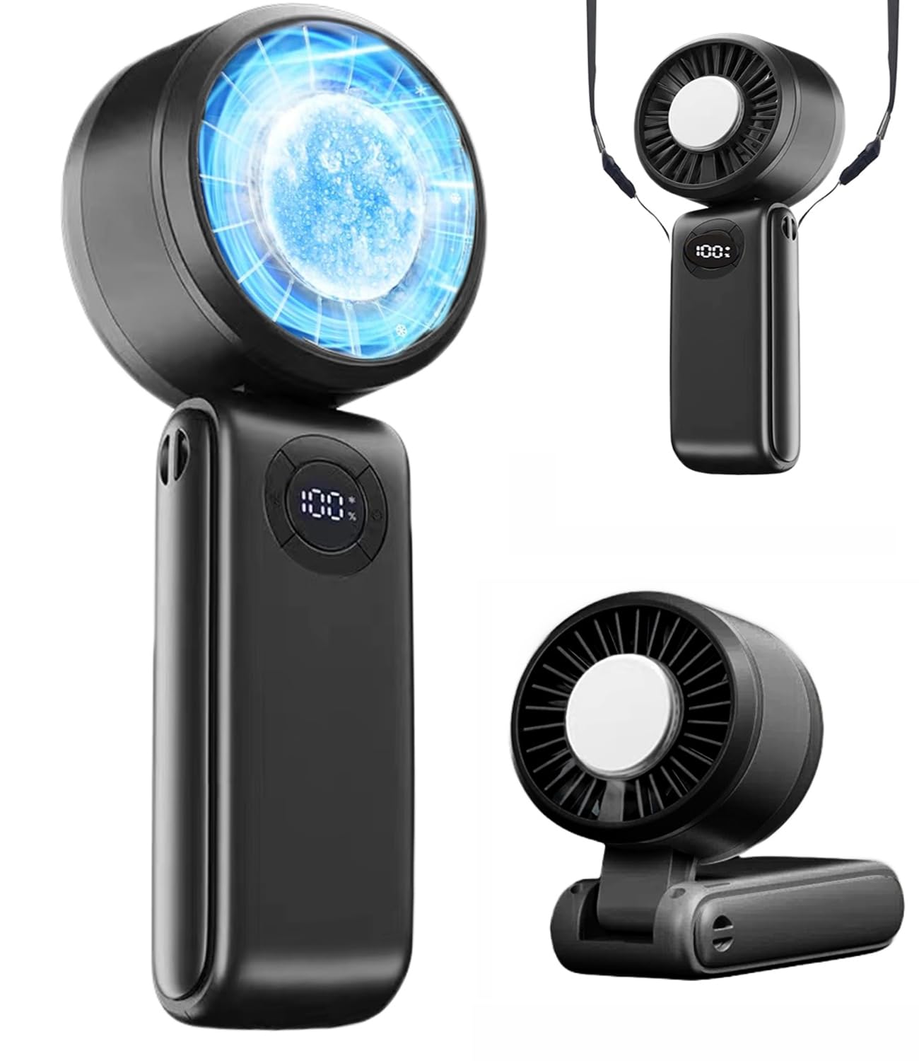 

Largest Airflow on the Handheld Fan with Cooling Stepless High Instant LED Portable Peltier Handheld Fan with Heatstroke Perfect for Outdoor Camping чорний