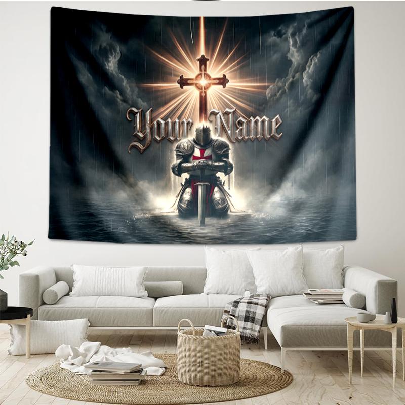 Custom Name Or Text Tapestries Knightly Crusade Motorcycle Bedding Wall Hanging Tapestry, Dorm Home Decor