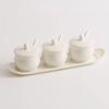White Ceramic Seasoning Jar with Lid Drum Shaped High-end Seasoning Jar Ceramic Seasoning Jar Living Room Kitchen Accessories