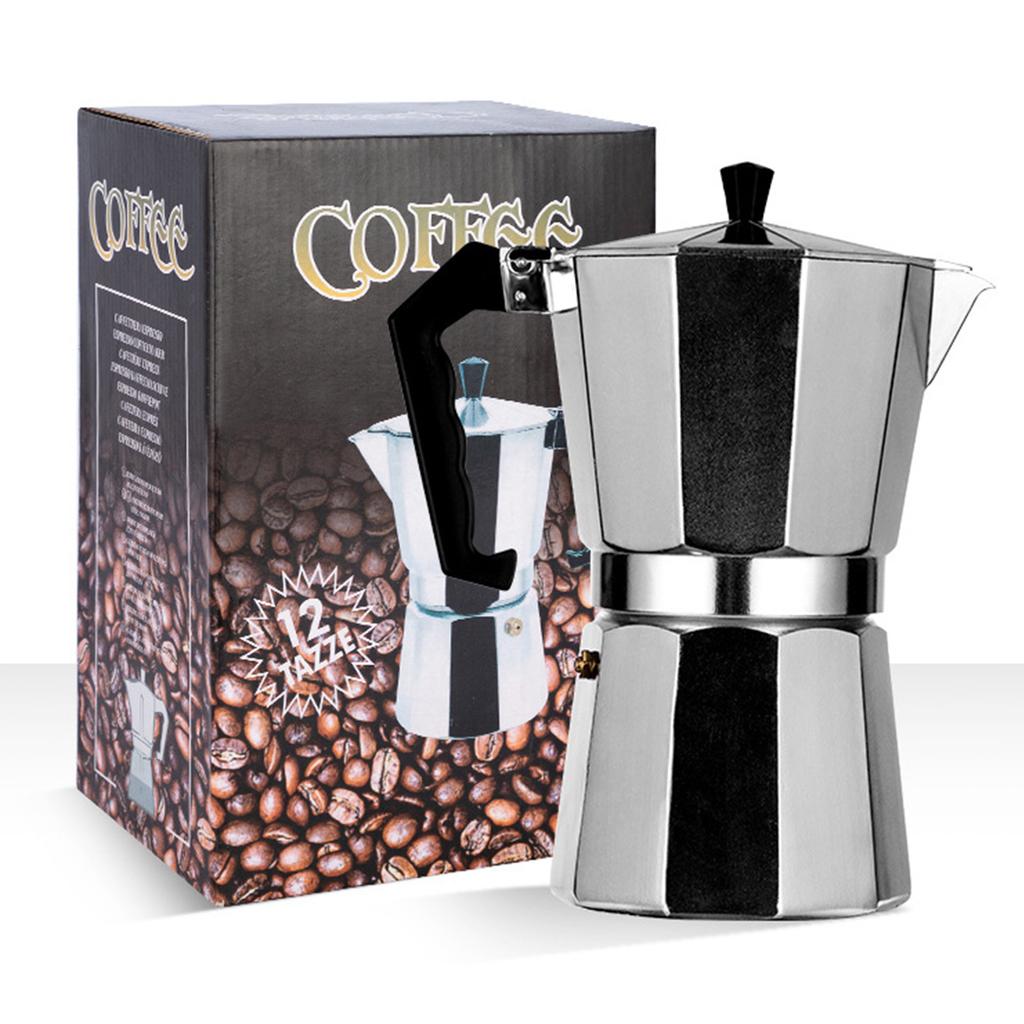 3 Cups 150ML Moka Coffee Maker Aluminium Alloy Octangonal Portable Moka Stovetop for Gas Electric