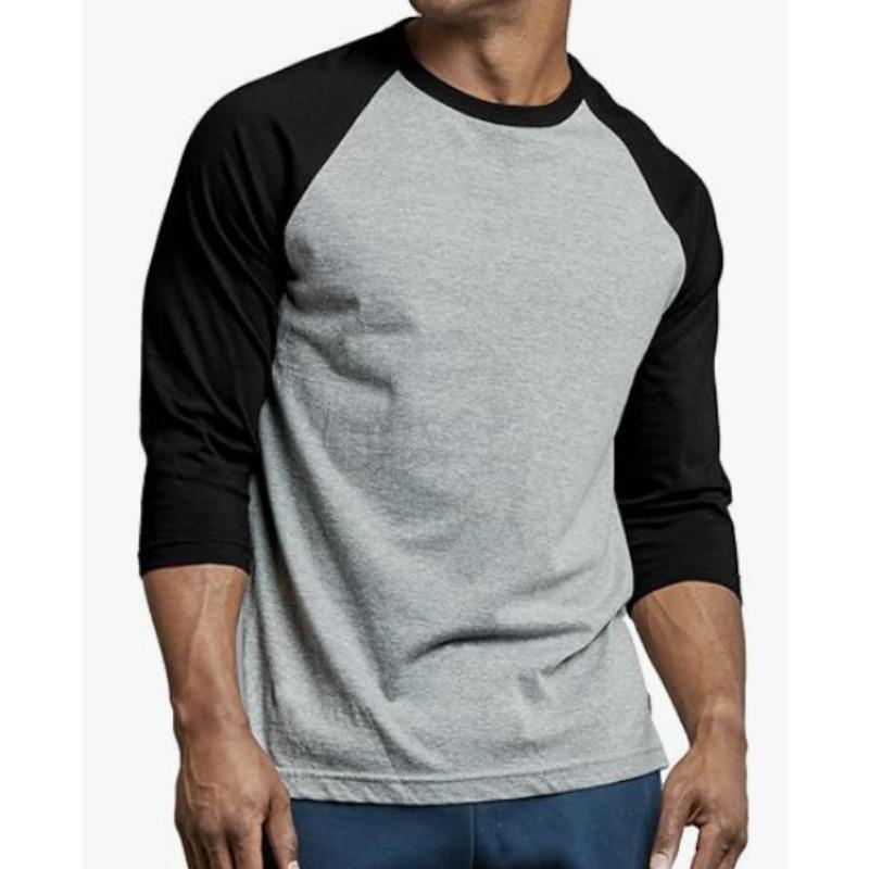 Men Raglan Long Sleeve Baseball T Shirt Crew Neck Color Block Casual Contrast Sleeve Tee
