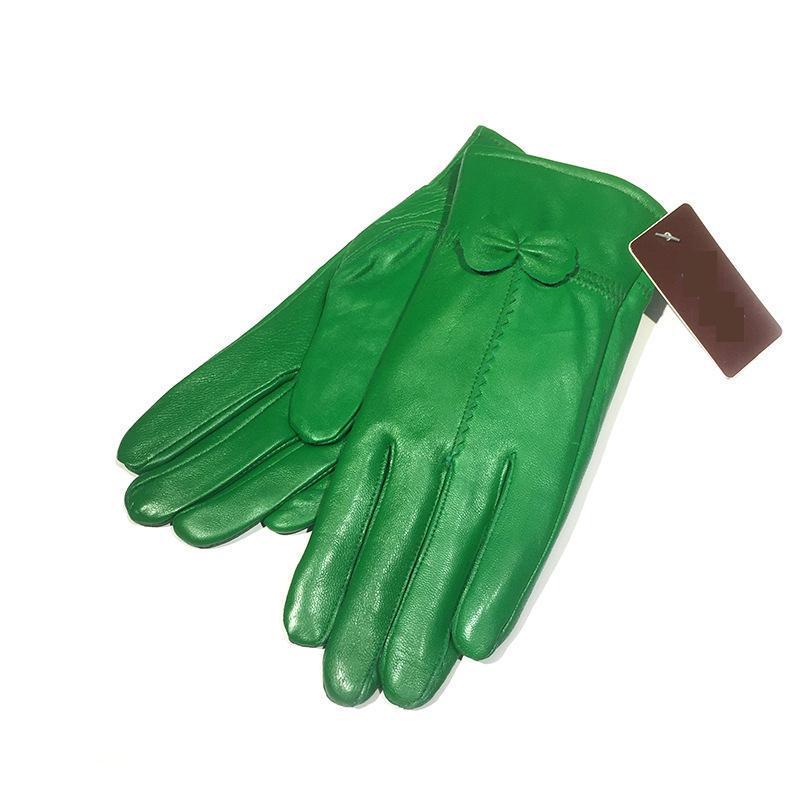 Gants en cuir pour femmes, couleur unie, gants de Protection chauds, accessoires d'extérieur, automne et hiver