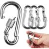 Lot of 4 Screw Carabiners - AIMOONSA - M6 - Stainless Steel 304 - Capacity 135 Kg - 6 Cm