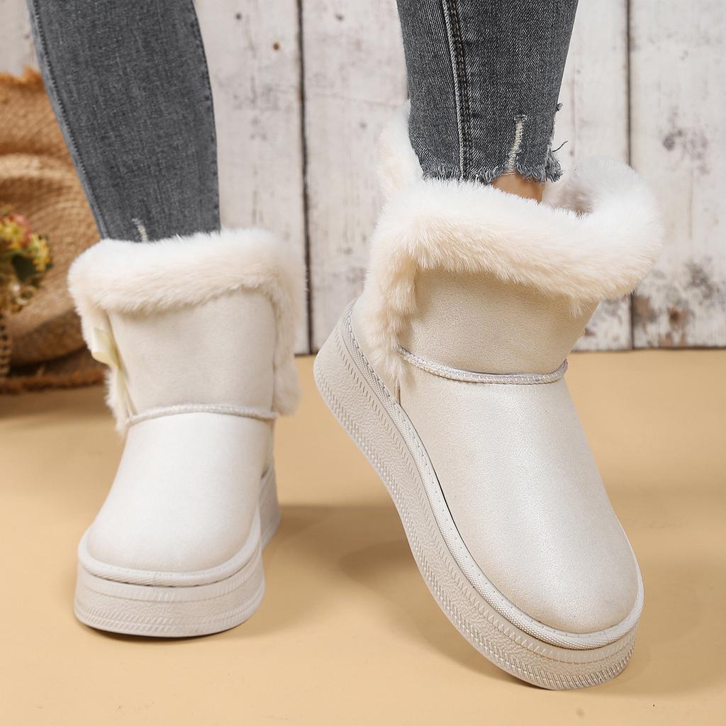 Winter new snow cotton boots thick-soled bow casual velvet thickened warm non-slip cotton boots