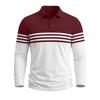 Men Striped Color Block Long Sleeve Polo Shirts Autumn Turn-Down Collar Patchwork Tops Casual Daily Golf T Shirts