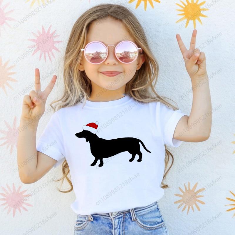 Dachshund Cute Dog Pattern Print T-Shirt Fun for Boys and Girls