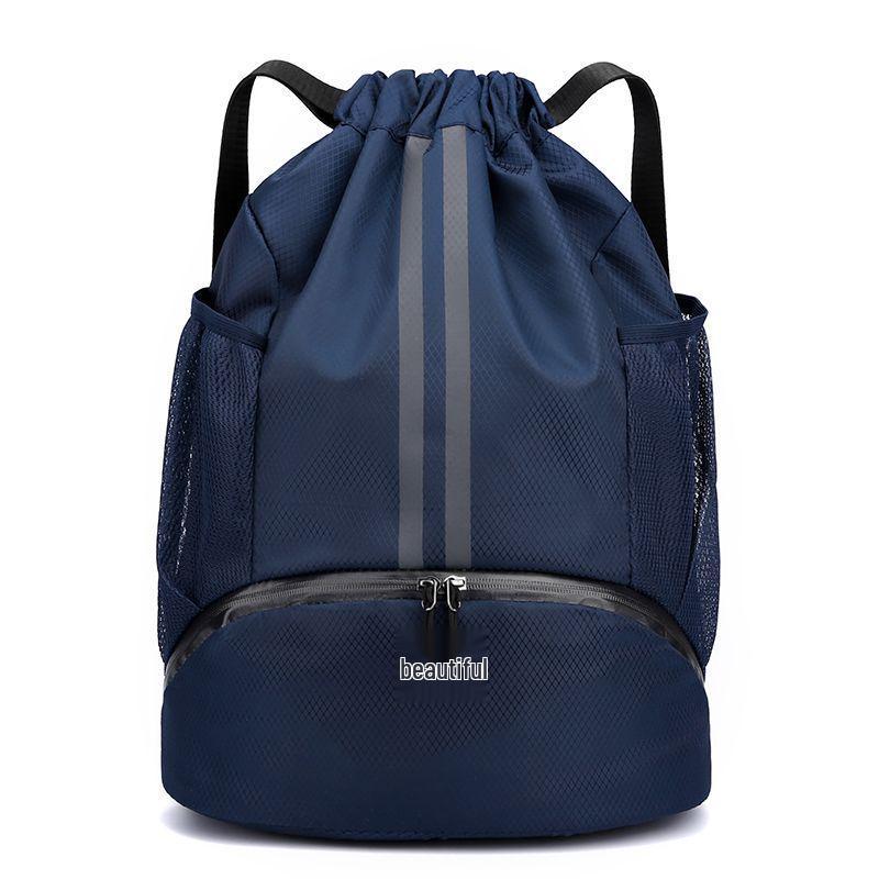 

Спортивный рюкзак с разделением для влажного и сухого: Сумка-мешок на шнурке для баскетбола, плавания, фитнеса для мужчин и женщин 25L темно-синий