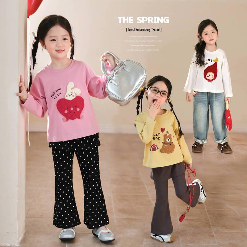 LUSON Girls  Soft Cartoon Long Sleeve T-Shirt 110