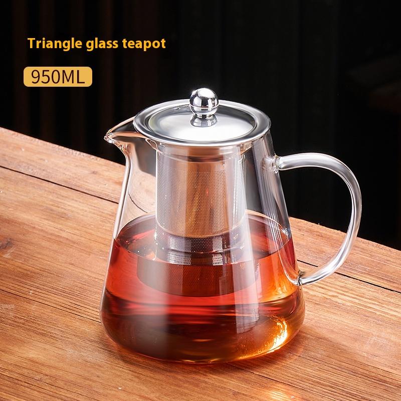 GIANXI Flower Teapot Open Flame Heating Glass Teapot Filter Tea Cup High Temperature Coffee Pot Coffee Cup Home Tea Set