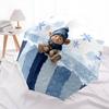 Cartoon Snowman Pattern, Automatic Folding Umbrella, Portable and Foldable Design, 8 Ribs, a Christmas or Birthday Gift.