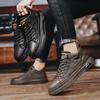 Four Seasons Casual Leather Shoes Solid Color All Black Zhongbang Flat Shoes Non-slip and dirt-resistant labor insurance shoes
