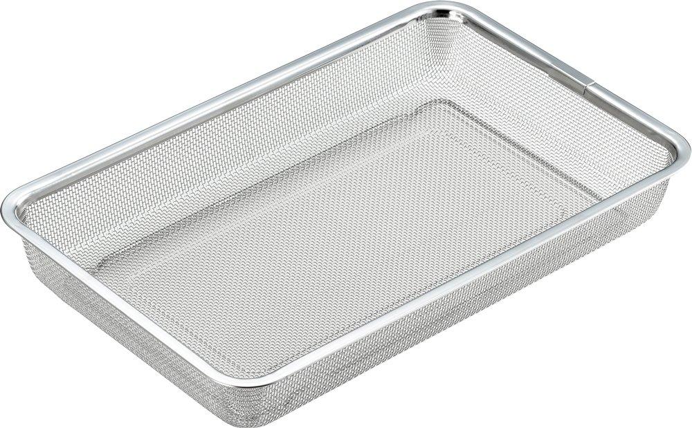 Yoshikawa YJ2350 Stainless Steel Made in Vegetable Long x Wide x High Colander, Japan, Square, Drainer, 31.5cm 20.3cm 4.8cm