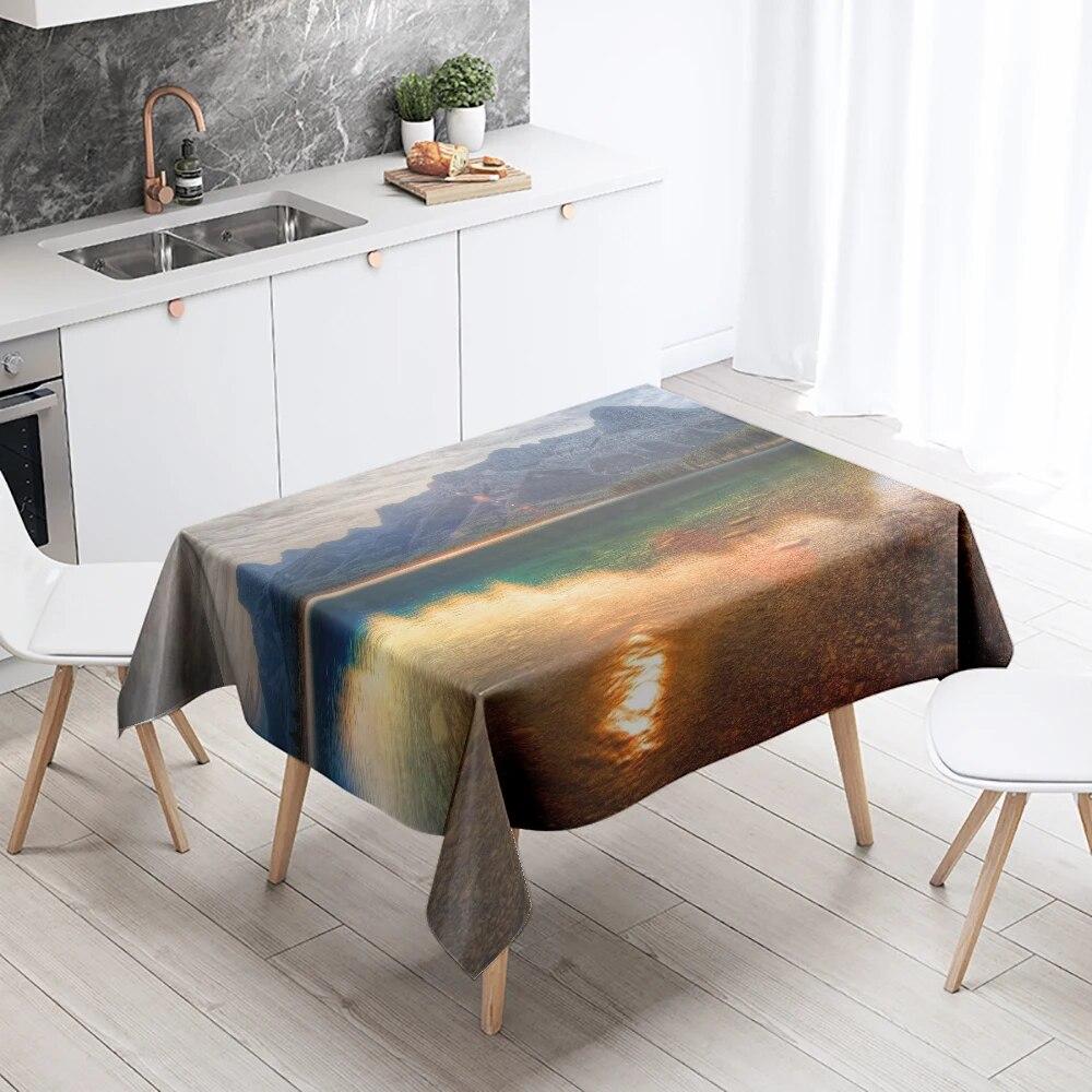 Natural Scenery Tablecloth Landscape  Anti-fouling Waterproof Rectangular Kitchen Dining Table Home Decoration