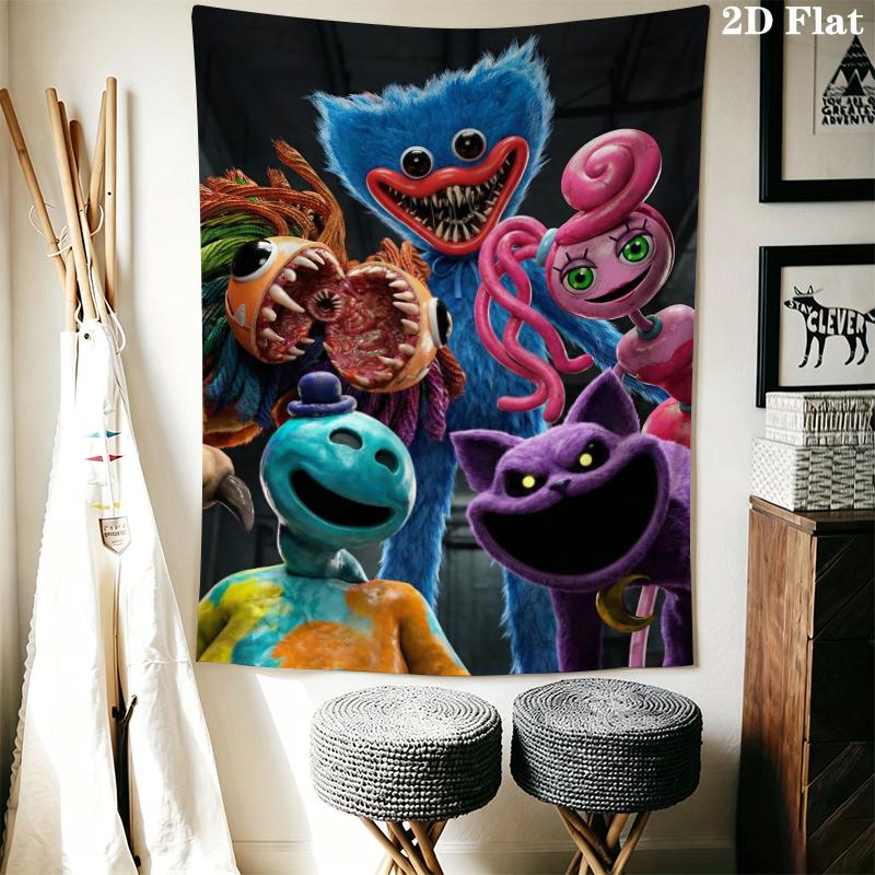 Poppy playtime Wandteppich Ästhetischer Wandbehang Bedruckter Stoffdecke Dekorative Wandteppiche für Schlafzimmer Wohnzimmer Heimdekoration