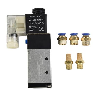 DC 12V 5 Yollu Pnömatik Elektrikli Solenoid Valf Kontrol Susturucuları 1/8 İngiltere