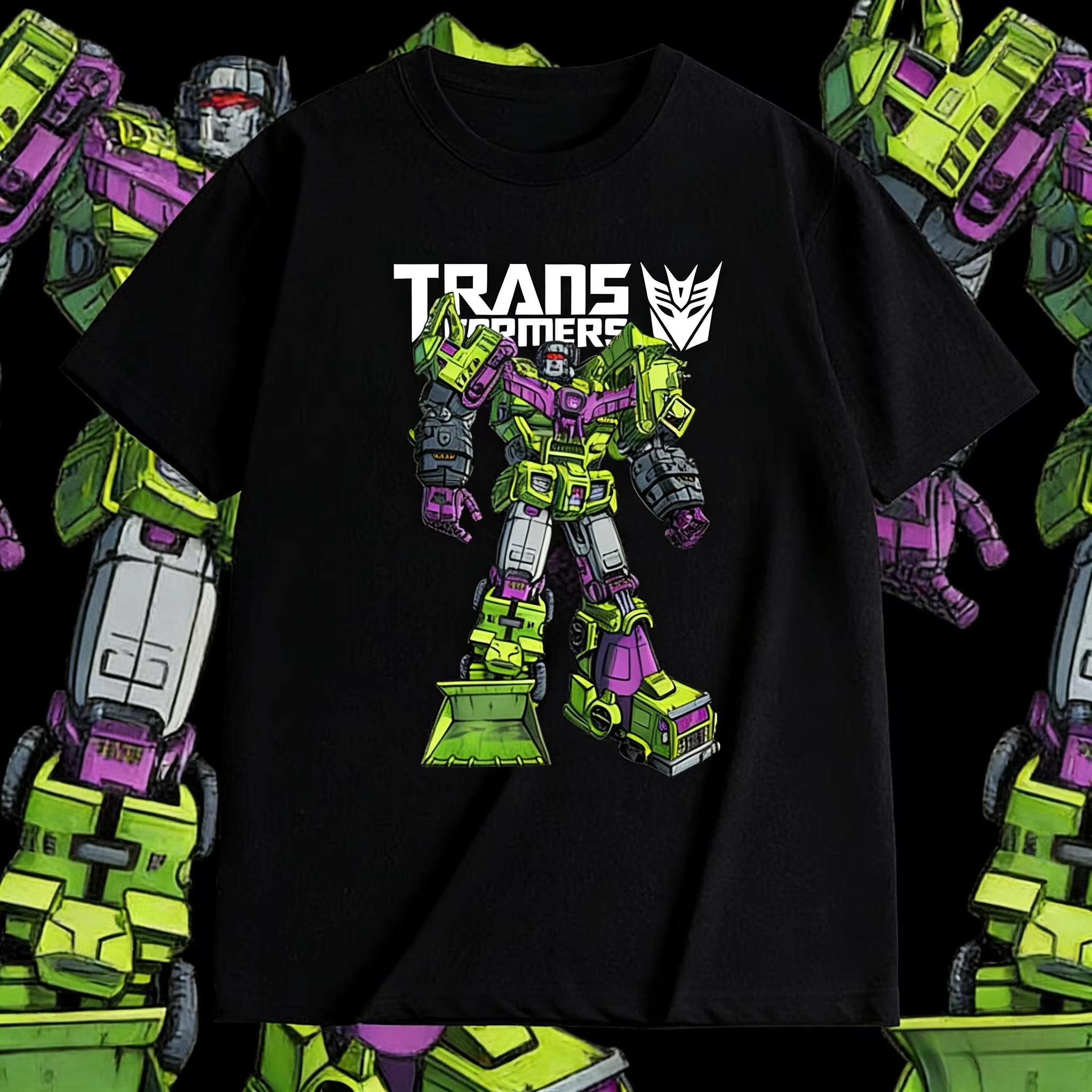 2026 Summer Transformers Pattern Pure Cotton Printed TShirt  Childrens Loose and Breathable Casual Wear S