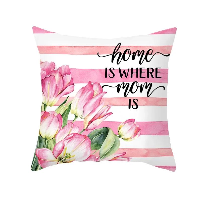 

Чехол на декоративную подушку ко Дню матери для дивана, наволочка, домашний декор, полиэстеровый чехол на подушку, подарок для мамы, Housse De Coussin 66x66cm красный