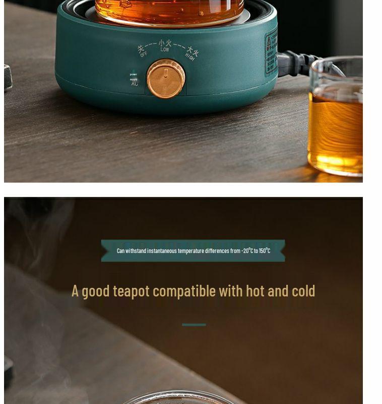 Compact Electric Ceramic Tea Brewer with Glass Teapot - Ideal Tabletop Stove & Mini Water Boiler