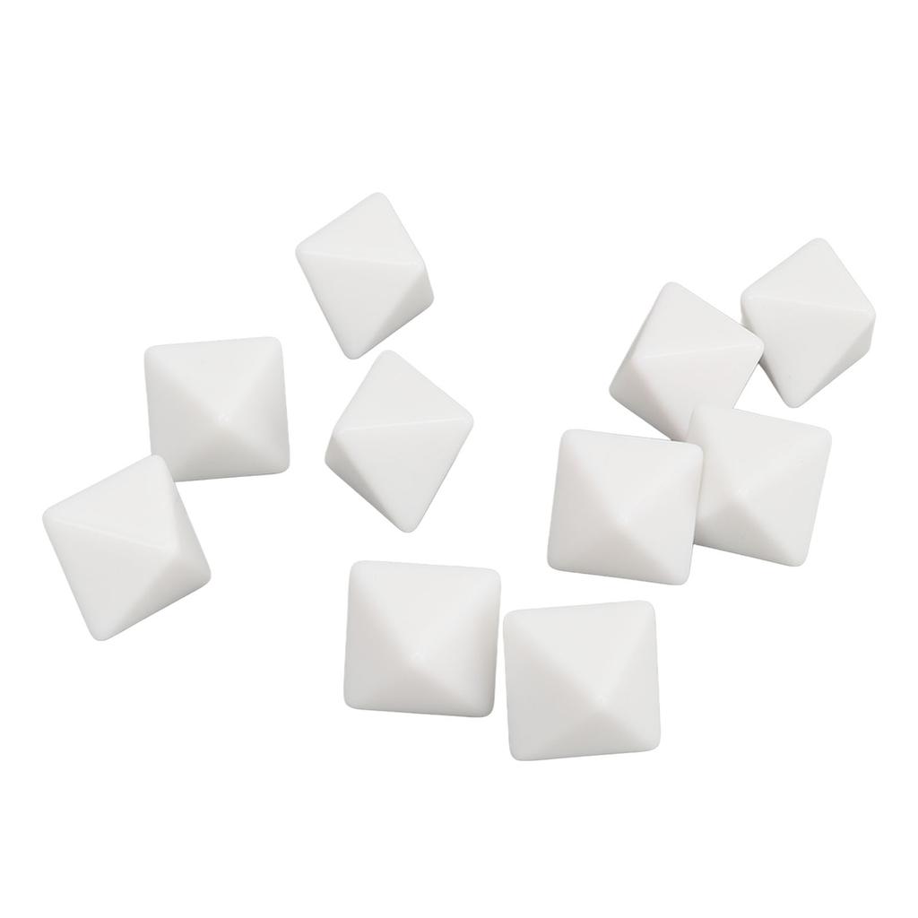 20PCS 8 Sided Dice Plastic Blank DIY Dice Set for Board Games Party Math Counting Teaching White