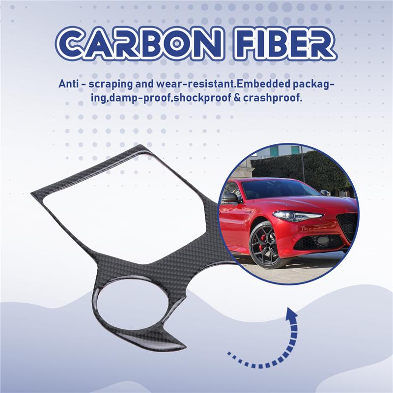 For Alfa Romeo Giulia Stelvio 2017- Carbon Fiber Gear Shift Panel Multimedia Buttons Frame Sticker Decoration-M53K