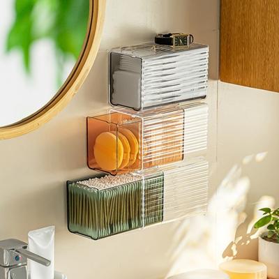 Clear Box Space-Saving Plastic Wall-Mounted Storage Storage Box Swab Pads Makeup Organizer Home