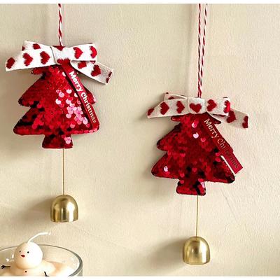 1pc Christmas Tree Ornaments with Bows&Golden Caps-Felt Decorations for Xmas Tree,Door-Hanging Ornaments with Hanging Loop