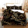 Sea Turtle Duvet Cover for Children Boys Girls Adult Black Gold Tortoise Reptile Theme for Bedroom Decorations Queen King Size