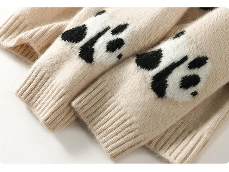 Kinder-Rollkragen-Kaschmirpullover mit Panda-Design für Herbst & Winter