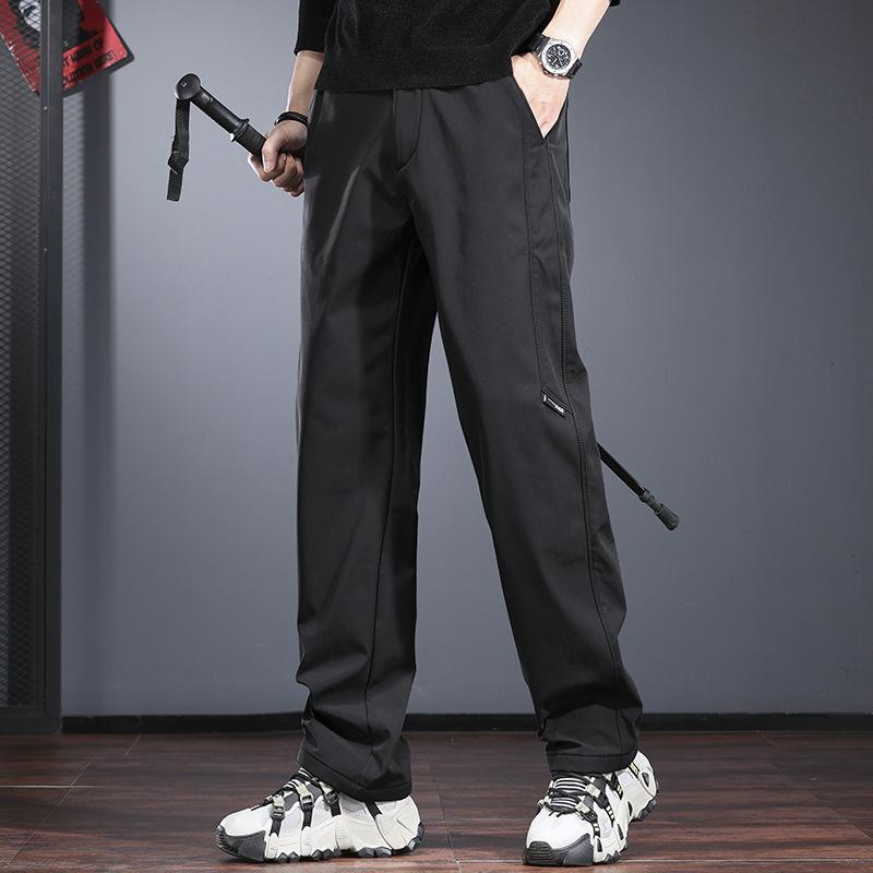 High-end Three-proof Casual Pants Men's Autumn and Winter Loose Straight Charging Trousers Light Outdoor Mountaineering Soft Shell Velvet Pants