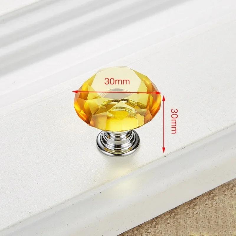 1PCS 30mm Crystal Glass Knobs Cupboard Pulls Drawer Kitchen Cabinet Handles Furniture Handle Hardware
