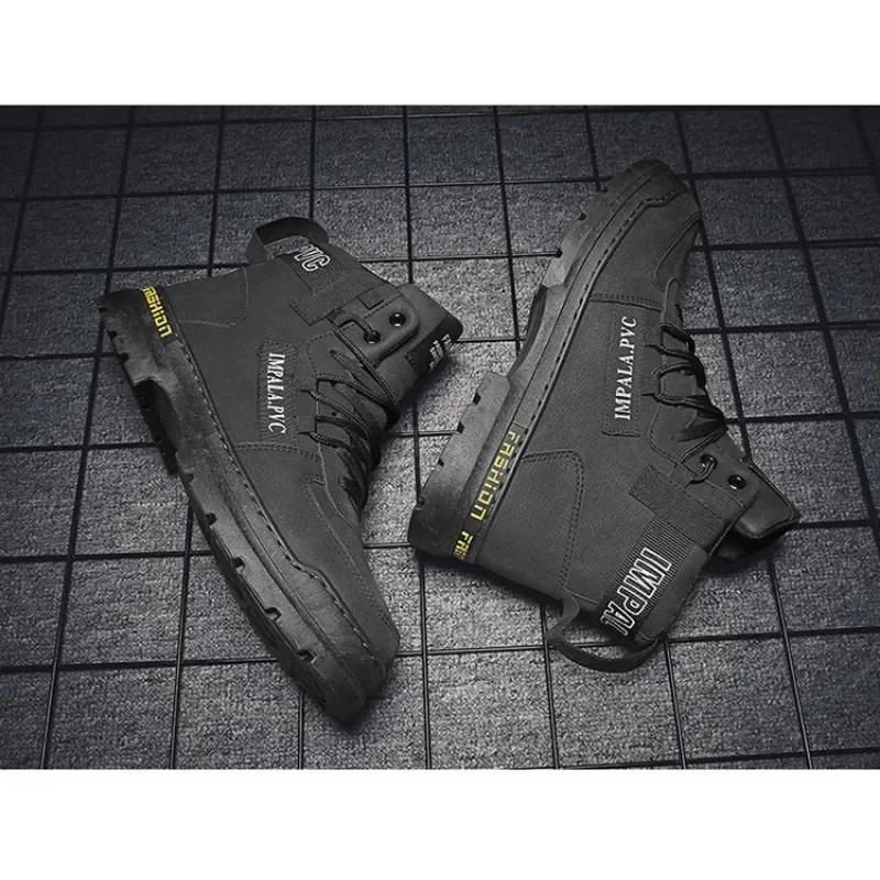 2025 Winter Mens Shoes New In Casual Male Boots PlatformAnkle High Top Outdoor Walking Loafers Leather  Sneakers