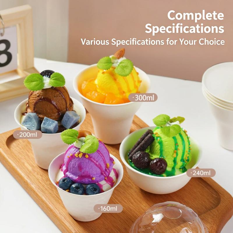 10Pcs Disposable Ice Cream Cup Dessert Cake Paper Cup Shaved Ice Yogurt Bowl Food Grade Tiramisu Dessert Pulp Cups