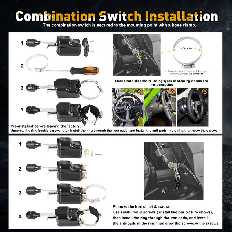 for CFMoto UForce U10 Pro/ Uforce U10 Pro XL UTV Turn Signal Kit 110dB Horn Pre-Wired Plug and Play UTV ATV Blinker Lever Switch