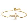 Stylish Copper Set Zirconium Cross Bracelet Men's AND WOMEN'S Gold Color Simple Adjustable Chain Bracelet Party Jewelry