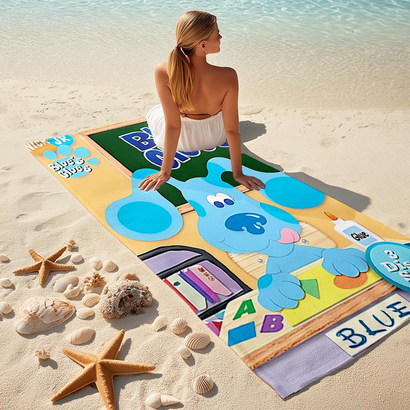 1pc Pistas da Blue Blue’s Clues3 Beach Towel, Comfortable and Thick, and Swimming/Bath/Picnic/Camping Towel, Suitable for Seaside Beaches