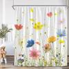 Blumen-Duschvorhang Bunter Blume Gänseblümchen Löwenzahn Mohnblume Blatt Kraut Pflanze Badezimmer-Dekor Ölgemälde Duschvorhang
