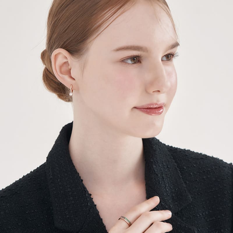 ELLE Jewelry 14K GF Basic Cubic Point One-Touch Earrings ELGPEE554